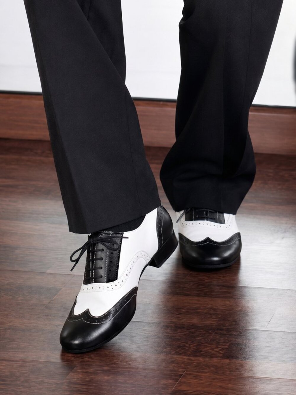 Linodes Men's Latin Dance Shoes 1" Heel Leather Sole Ballroom Salsa Tango